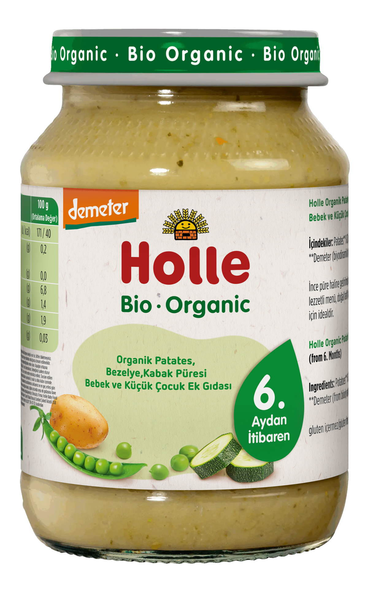 HOLLE ORGANİK PATATES, BEZELYE, KABAK PÜRESİ