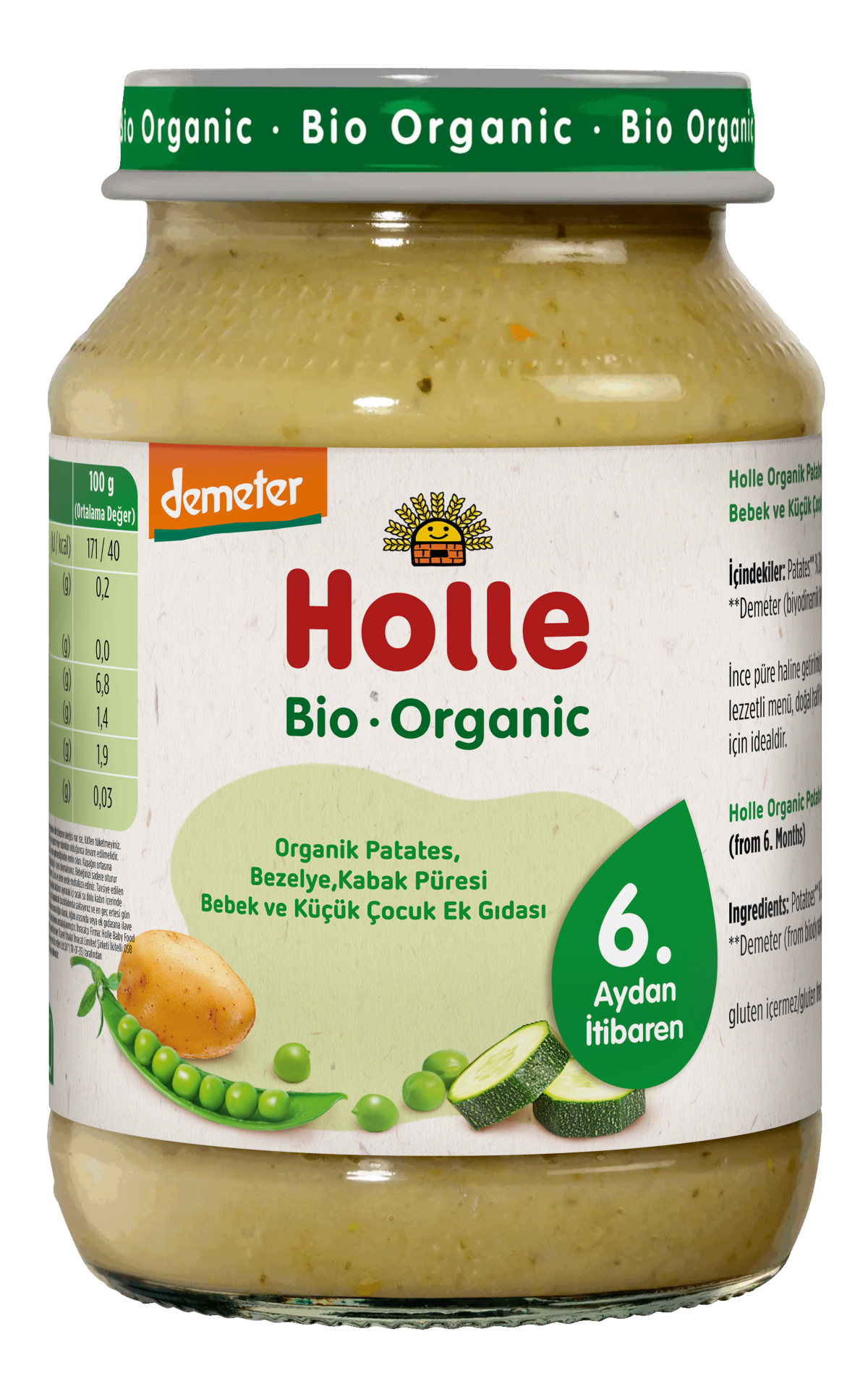 HOLLE ORGANİK PATATES, BEZELYE, KABAK PÜRESİ