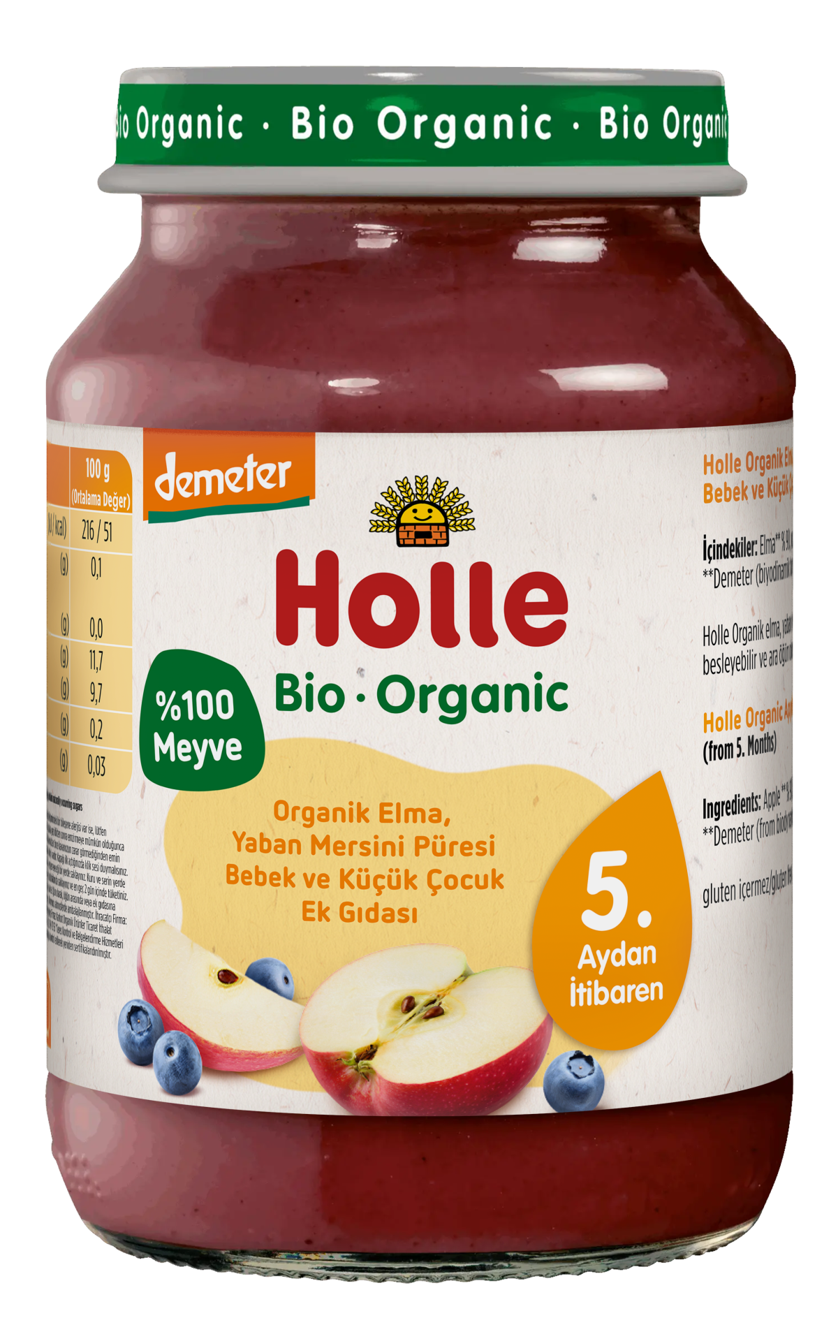 HOLLE ORGANİK ELMA, YABAN MERSİNİ PÜRESİ