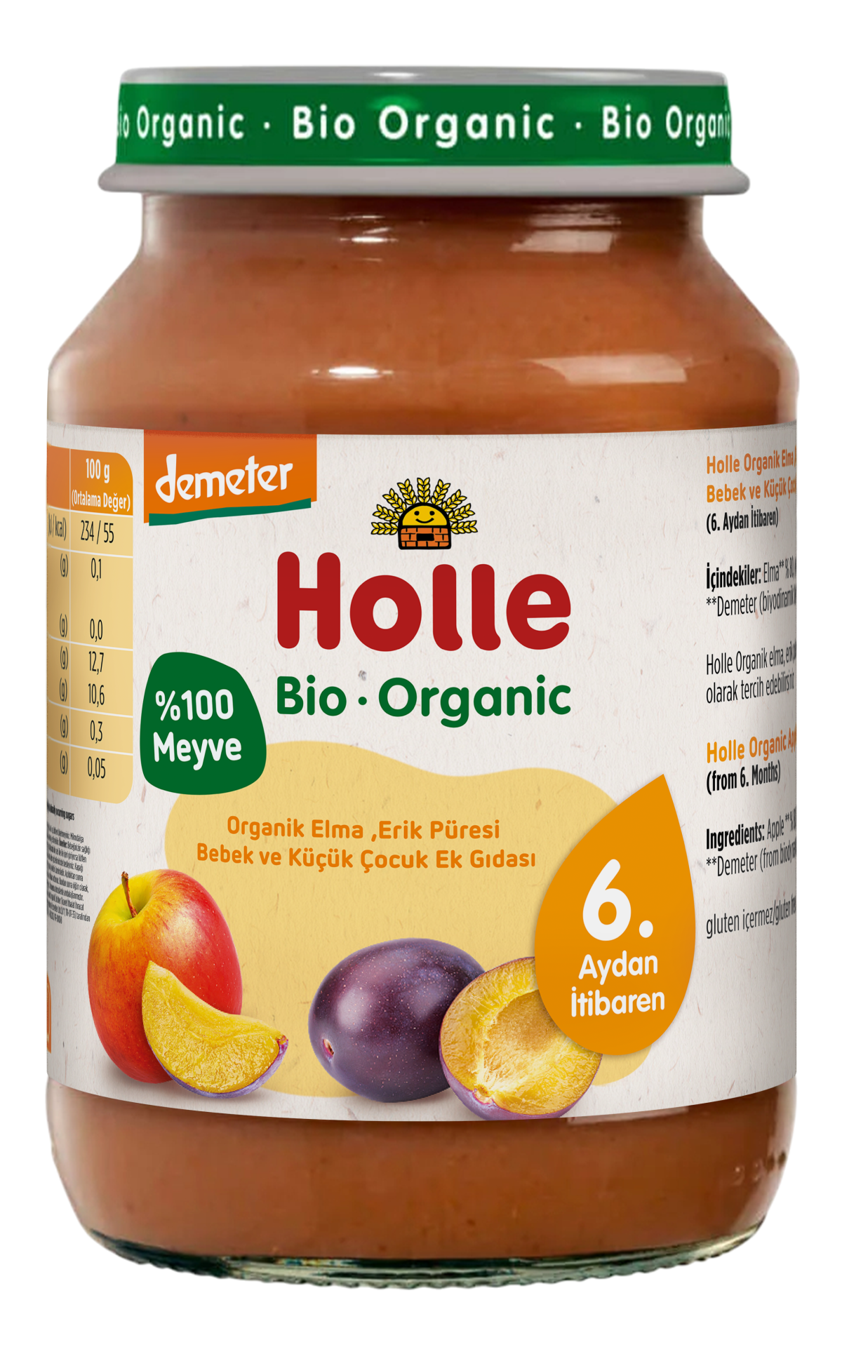 HOLLE ORGANİK ELMA, ERİK PÜRESİ