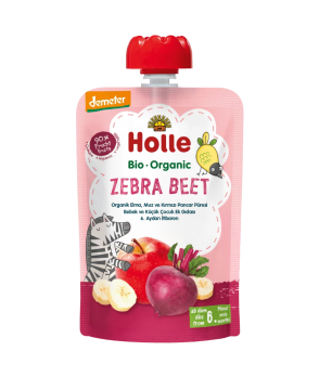 HOLLE ORGANİK ZEBRA BEET (ELMA, MUZ, KIRMIZI PANCAR PÜRESİ)