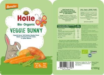 HOLLE ORGANİK VEGGİE BUNNY (HAVUÇ, TATLI PATATES, BEZELYE PÜRESİ)