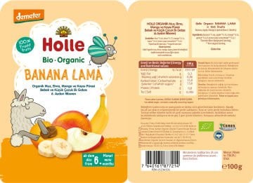 HOLLE ORGANİK BANANA LAMA (MUZ, ELMA, MANGO, KAYISI PÜRESİ)