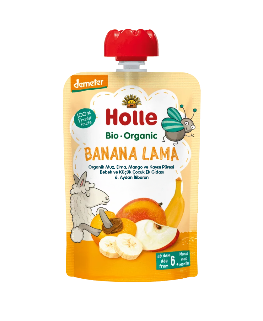 HOLLE ORGANİK BANANA LAMA (MUZ, ELMA, MANGO, KAYISI PÜRESİ)