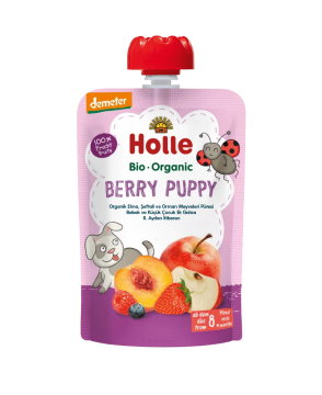 HOLLE ORGANİK BERRY PUPPY (ELMA, ŞEFTALİ, ORMAN MEYVELERİ PÜRESİ)