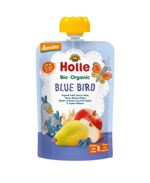 HOLLE ORGANİK BLUE BİRD (YULAF, ARMUT, ELMA, YABAN MERSİNİ PÜRESİ)