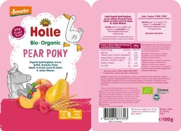 HOLLE ORGANİK PEAR PONY (BUĞDAY, ARMUT, ŞEFTALİ, AHUDUDU PÜRESİ)