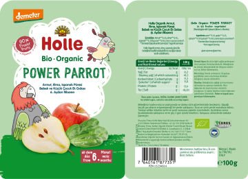 HOLLE ORGANİK POWER PARROT (ARMUT, ELMA, ISPANAK PÜRESİ)