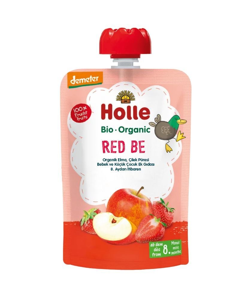 HOLLE ORGANİK RED BE (ELMA, ÇİLEK PÜRESİ)