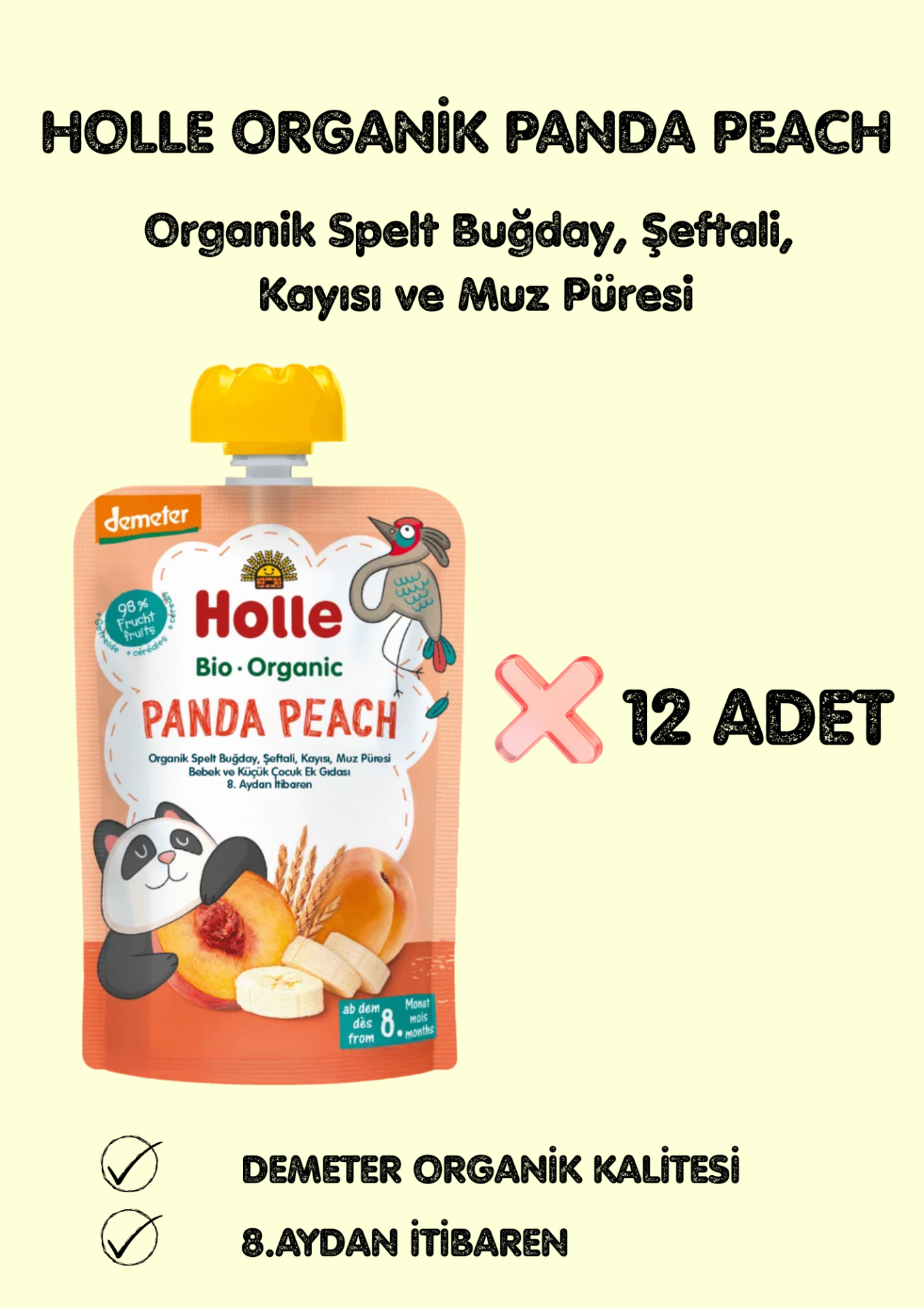HOLLE ORGANİK PANDA PEACH 12 'Lİ