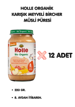 HOLLE ORGANİK KARIŞIK MEYVELİ BİRCHER MÜSLİ PÜRESİ 12'Lİ PAKET
