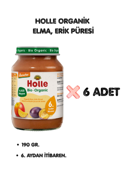 HOLLE ORGANİK ELMA, ERİK PÜRESİ 6'LI PAKET