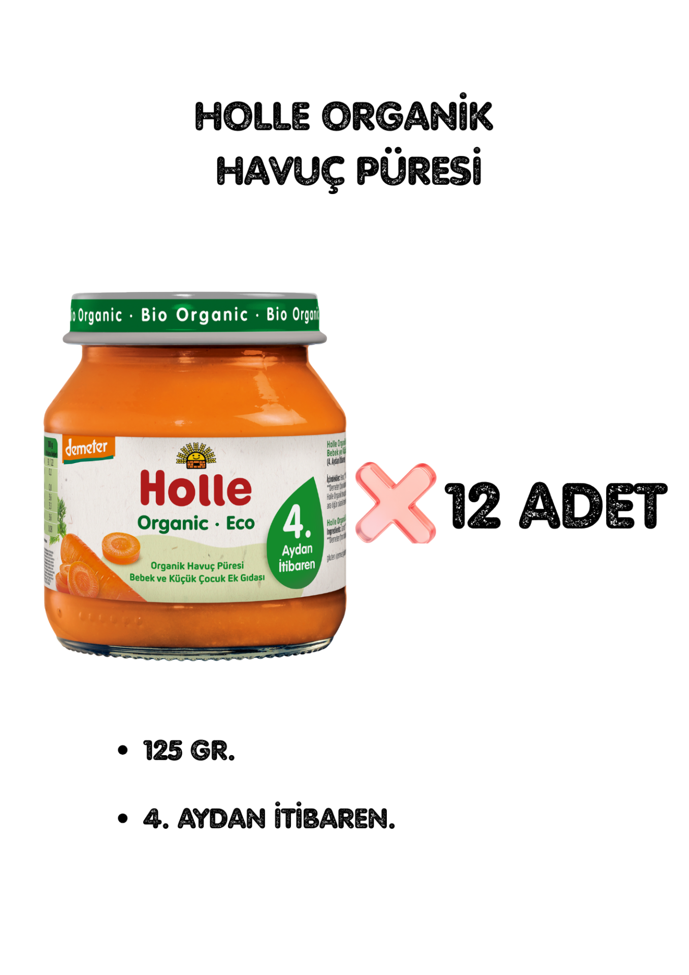 HOLLE ORGANİK HAVUÇ PÜRESİ 12'Lİ PAKET