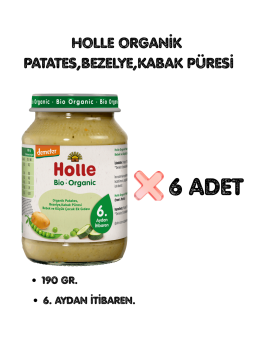 HOLLE ORGANİK PATATES,BEZELYE,KABAK PÜRESİ 6'LI PAKET