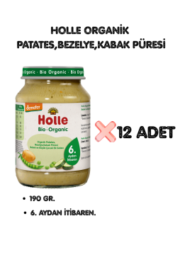 HOLLE ORGANİK PATATES,BEZELYE,KABAK PÜRESİ 12'Lİ PAKET