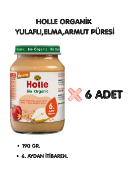 HOLLE ORGANİK YULAFLI,ELMA,ARMUT PÜRESİ 6'LI PAKET
