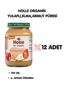 HOLLE ORGANİK YULAFLI,ELMA,ARMUT PÜRESİ 12'Lİ PAKET