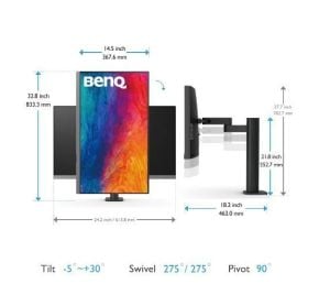 PD2706UA 27 inç Ergo Arm 4K UHD sRGB HDR10 USB-C Tasarım Monitörü