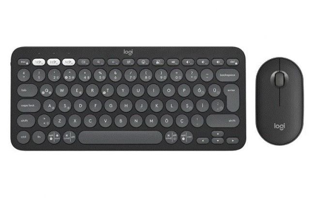920-012245 Pebble 2 Multi-Device Bluetooth Klavye Mouse Seti Grafit