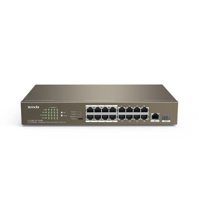 TEF1118P-16-150W 16 portlu 10/100Mbps +1 Gigabit/SFP Slots Switch With 16-Port PoE