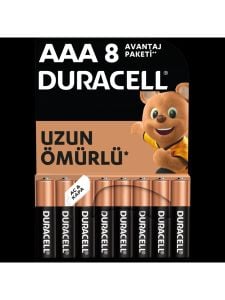 Duracell LR03/MN2400 8'li Alkalin AAA İnce Kalem Pil