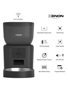 Xenon Smart Wi-Fi Uzaktan Sesli ve Kamera Kontrollü Kedi Mama Kabı