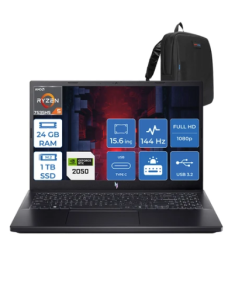 Acer Nitro V15 Amd Ryzen 5 7535HS 24GB Ddr5 1tb SSD 4GB/RTX2050/75W Freedos 15.6'' Fhd 144Hz Taşınabilir Bilgisayar ANV15R3F8F06 + Zettaçanta