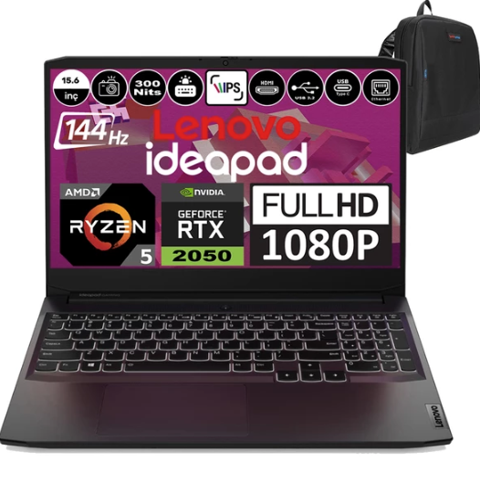 Lenovo Ideapad Gaming 3 Amd Ryzen 5 5500H Ddr4 16GB 512GB SSD RTX2050-4GB Windows 11 Home 15.6'' IPS 144HZ Taşınabilir Bilgisayar 82K202BRTXH01 + Weblegelsin Çanta
