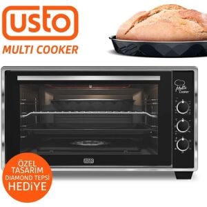 Usto 2105 Airfryer Özellikli 50LT Multi Cooker Midi Fırın Beyaz