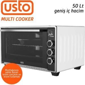 Usto 2105 Airfryer Özellikli 50LT Multi Cooker Midi Fırın Beyaz