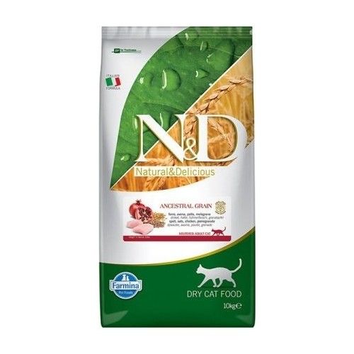 N&D Düşük Tahıllı Tavuklu ve Narlı Kısırlaştırılmış 10 kg Yetişkin Kedi Maması