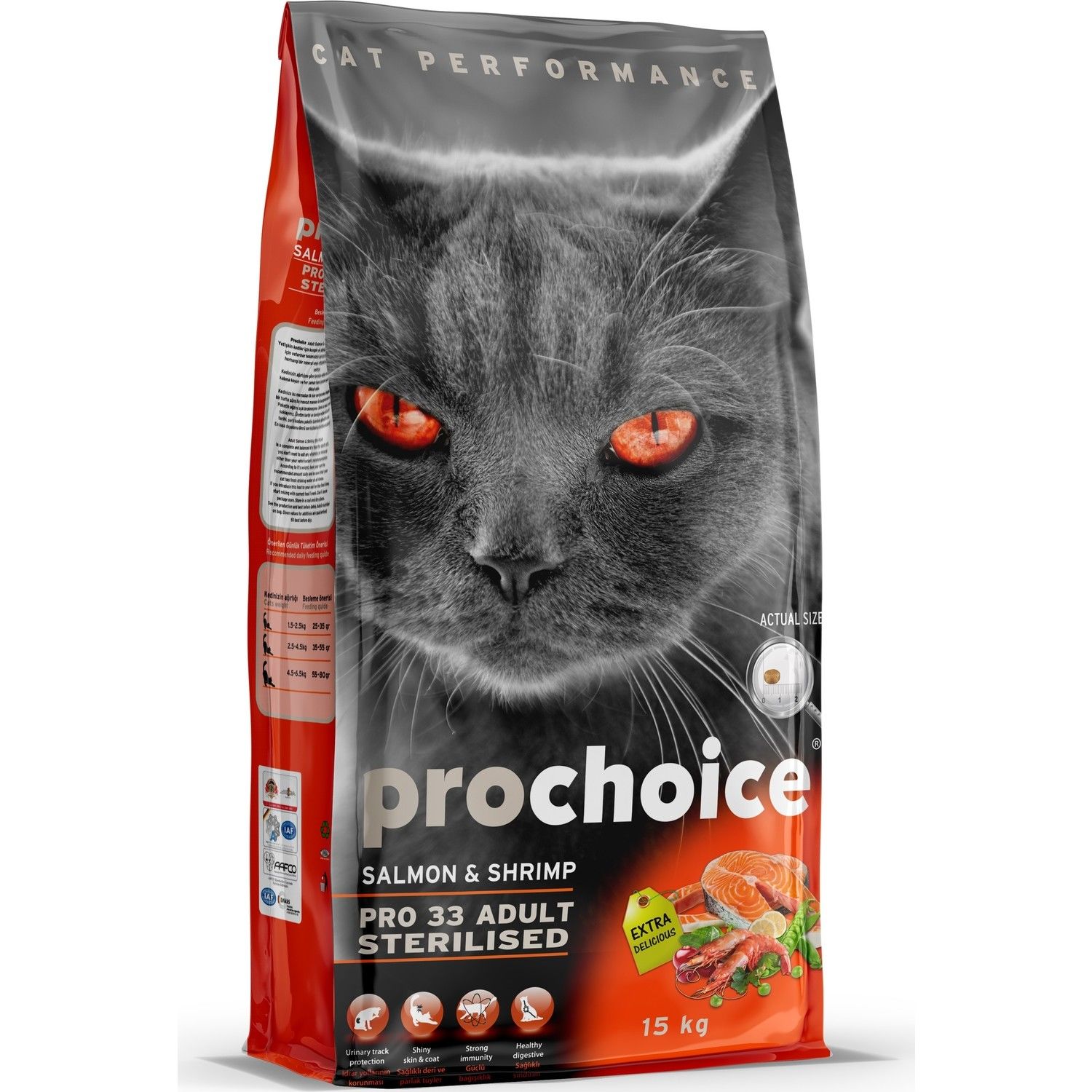 Pro Choice Pro 33 Sterilised Somon ve Karidesli 15 kg Yetişkin Kedi Maması