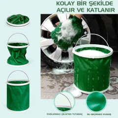 Protackle Katlanabilir Araç Yıkama Kovası 9 lt Haki