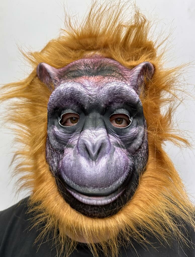 Kahverengi Saçlı Orangutan Maskesi Maymun Maskesi Mega Peluş 4 No