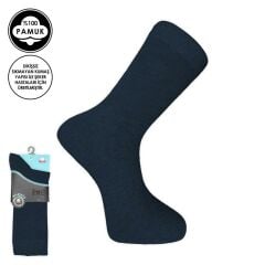 Pro Çorap Şeker (Diyabetik) Sıkmayan Pamuk Erkek Çorabı Lacivert (16408-R3)