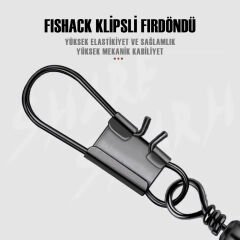 Fishack Paslanmaz Klipsli Fırdöndü Füme No: 8 12'li