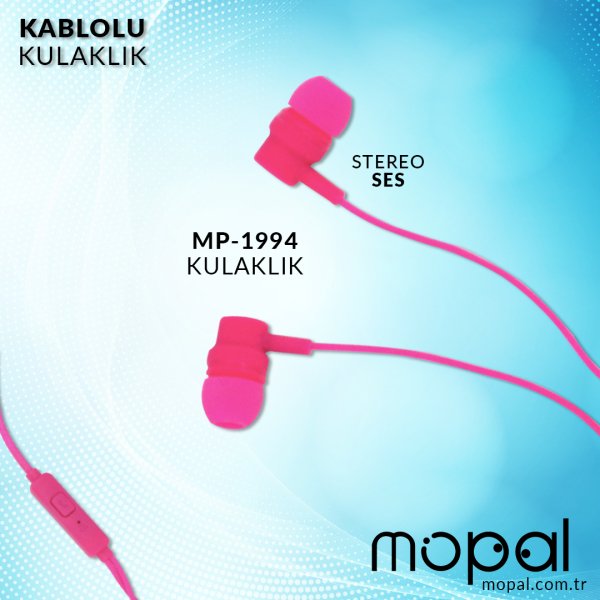 MP-1994 Kablolu Kulaklık - Pembe Pembe