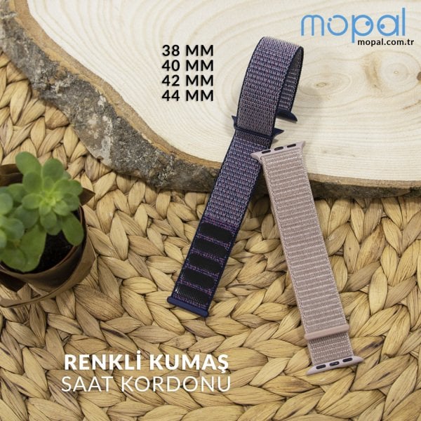 Kumaş Renkli Akıllı Saat Kordonu 42/44 MM Kırmızı