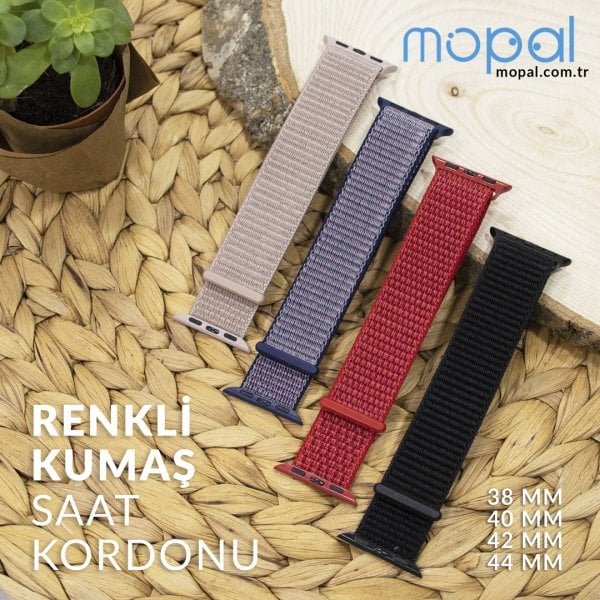 Kumaş Renkli Akıllı Saat Kordonu 42/44 MM Pembe