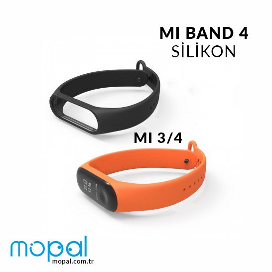 Mi Band 4 Silikon Kordon - Mi 3/4 - Siyah Siyah - Mi 3