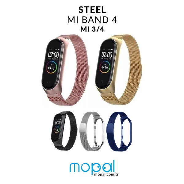 Steel Mi Band 4 Metal Kordon - Mi 3/4 - Gri Gri - Mi 3