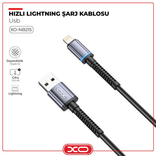 XO Hızlı Lightning Şarj Kablosu XO-NB215
