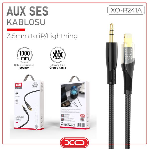 XO 3.5mm to Lightning Aux Ses Kablosu XO-R241A