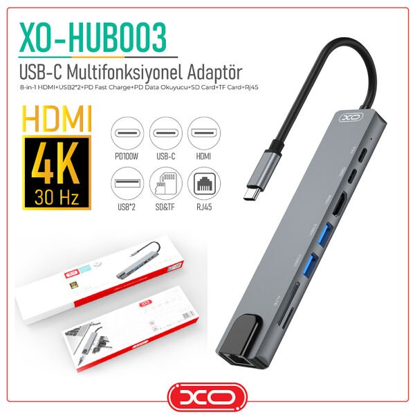 XO USB-C Multifonksiyonel Adaptör XO-HF02