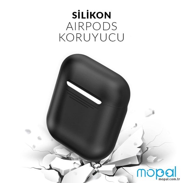 Silikon Airpods Kılıfı - Siyah Siyah