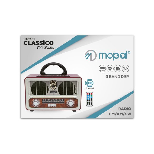 Mopal Classico C1 Vintage Nostalji Bluetooth Radyo Gri