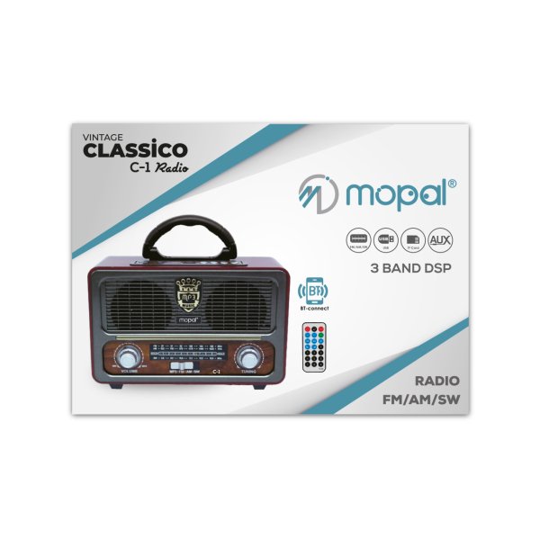 Mopal Classico C1 Vintage Nostalji Bluetooth Radyo Beyaz