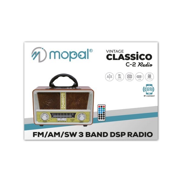 Mopal Classico C2 Vintage Nostalji Bluetooth Radyo Siyah