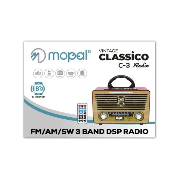 Mopal Classico C3 Vintage Nostalji Bluetooth Radyo Sarı