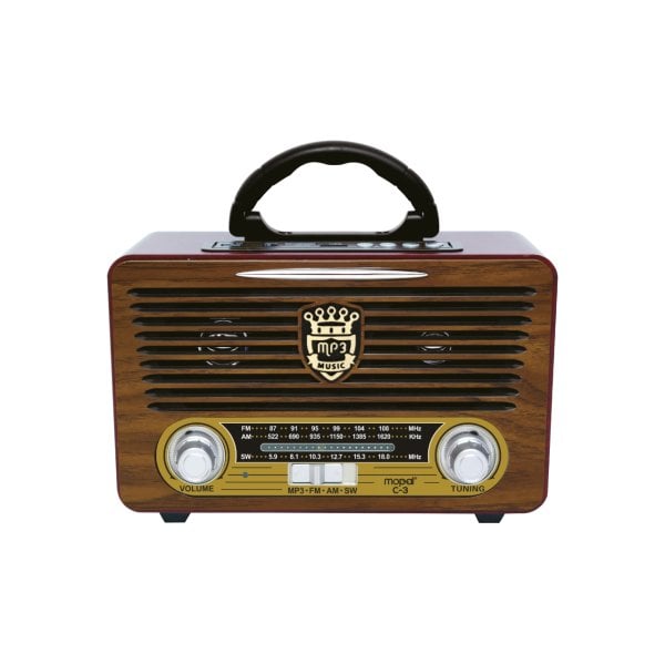 Mopal Classico C3 Vintage Nostalji Bluetooth Radyo Kahverengi